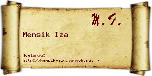 Mensik Iza névjegykártya